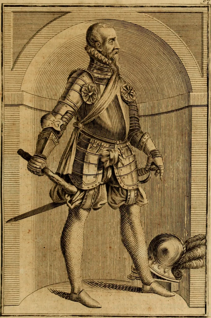 An illustration from Ombrassische Helden-Rüst-Kammer : welche von Ferdinanden, Ertzhertzogen zu Oesterreich, herrlich angerichtet, 1735, leaf 586