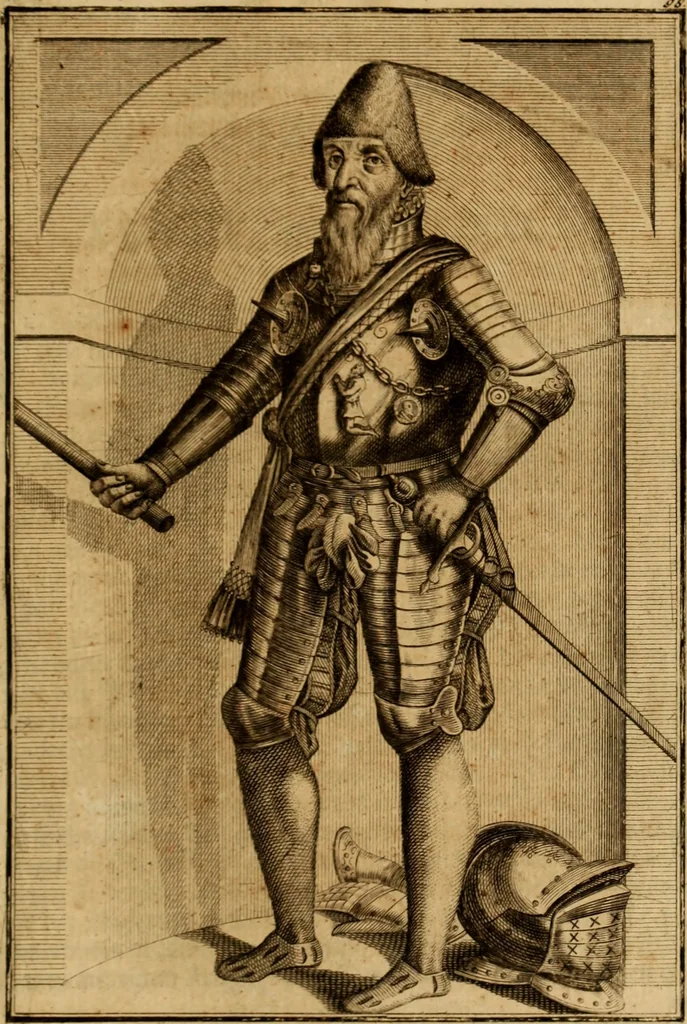 An illustration from Ombrassische Helden-Rüst-Kammer : welche von Ferdinanden, Ertzhertzogen zu Oesterreich, herrlich angerichtet, 1735, leaf 592
