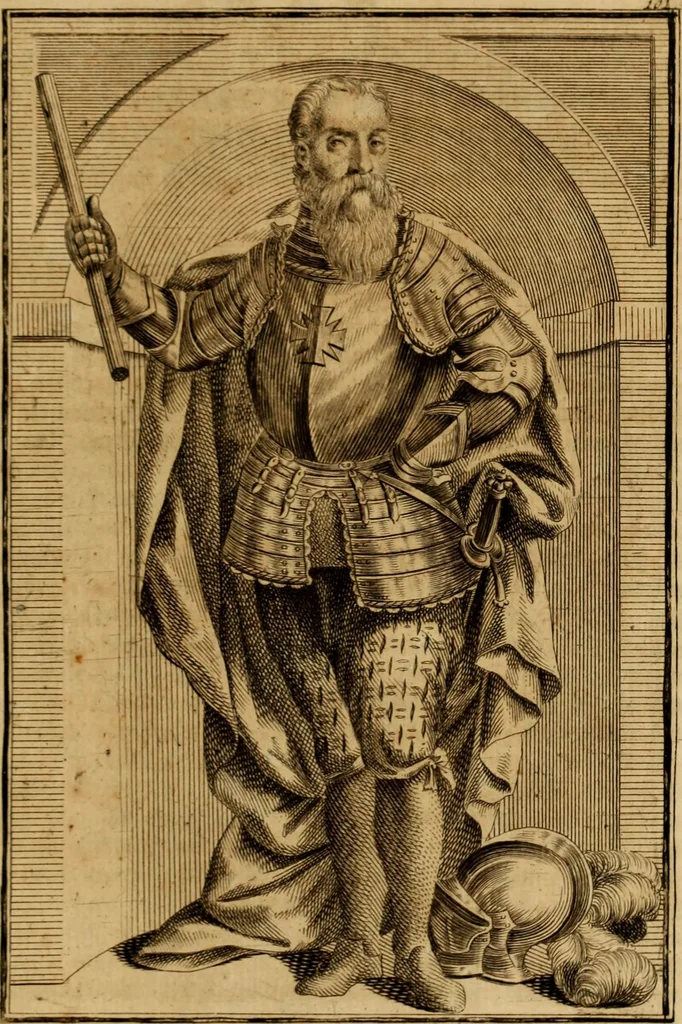 An illustration from Ombrassische Helden-Rüst-Kammer : welche von Ferdinanden, Ertzhertzogen zu Oesterreich, herrlich angerichtet, 1735, leaf 610
