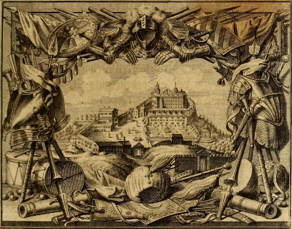 An illustration from Ombrassische Helden-Rüst-Kammer : welche von Ferdinanden, Ertzhertzogen zu Oesterreich, herrlich angerichtet, 1735, leaf 8