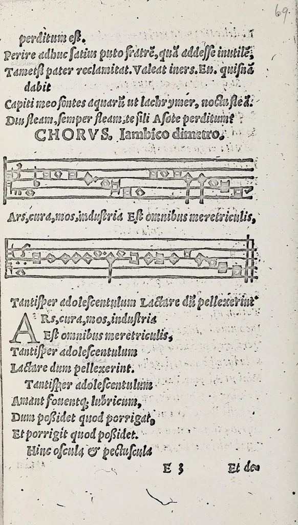 An illustration from Omnes Georgii Macropedii Fabvlae comicae, denvo recognite, et iusto ordine (prout editae sunt) in duas partes diuisae, 1552, leaf 76