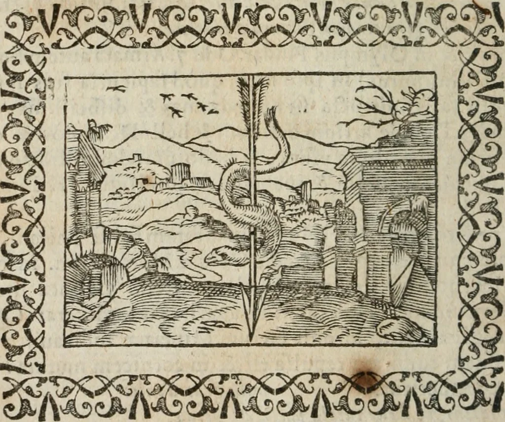 An illustration from Omnia Andreae Alciati v. c. emblemata : cum commentariis, quibus emblematum omnium aperta origine, mens authoris explicatur, & obscura omnia dubiaque illustrantur, 1583, leaf 113