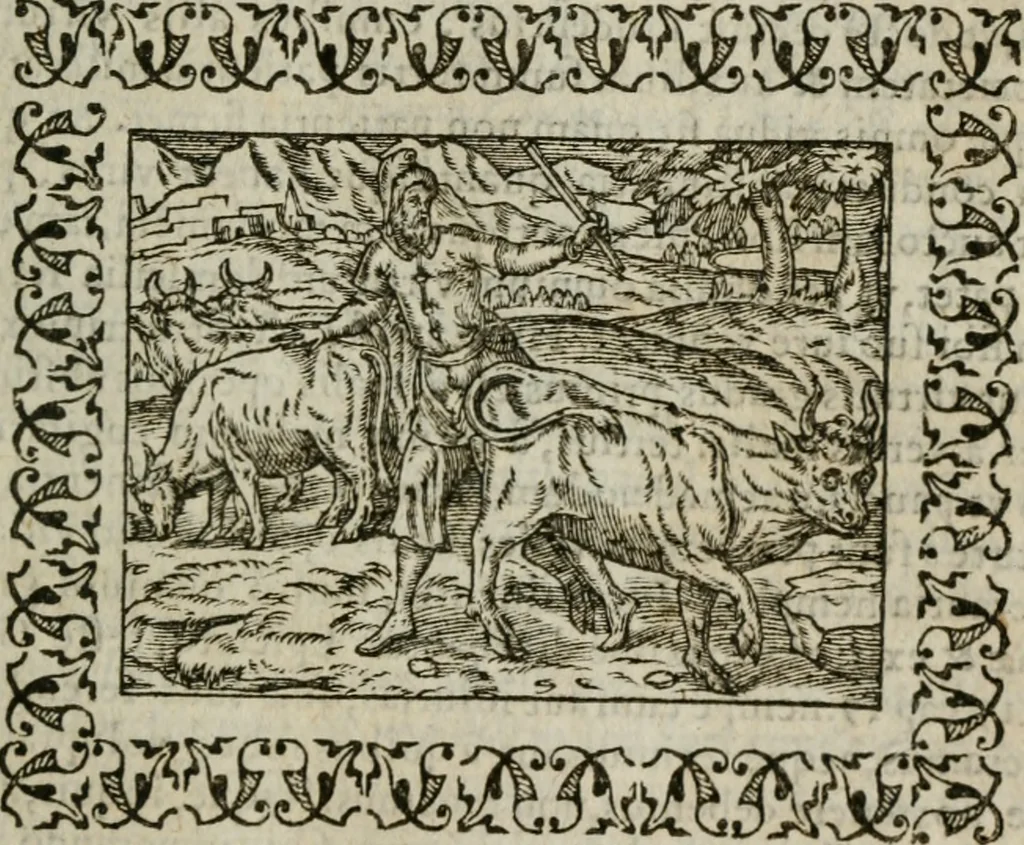 An illustration from Omnia Andreae Alciati v. c. emblemata : cum commentariis, quibus emblematum omnium aperta origine, mens authoris explicatur, & obscura omnia dubiaque illustrantur, 1583, leaf 166