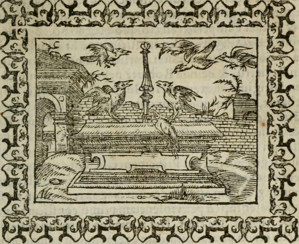 An illustration from Omnia Andreae Alciati v. c. emblemata : cum commentariis, quibus emblematum omnium aperta origine, mens authoris explicatur, & obscura omnia dubiaque illustrantur, 1583, leaf 180