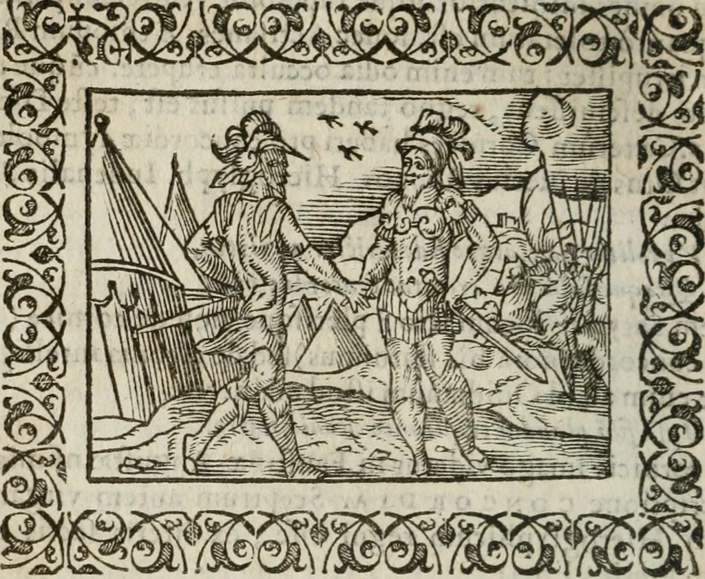 An illustration from Omnia Andreae Alciati v. c. emblemata : cum commentariis, quibus emblematum omnium aperta origine, mens authoris explicatur, & obscura omnia dubiaque illustrantur, 1583, leaf 183