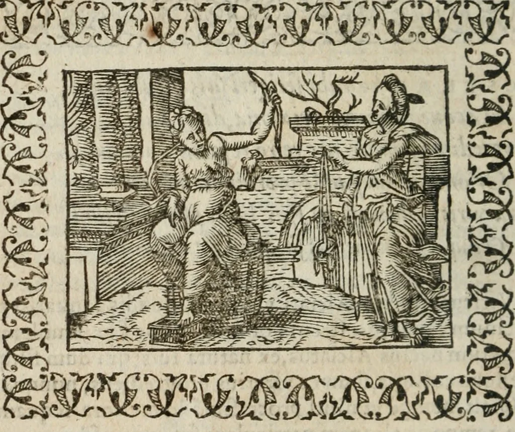 An illustration from Omnia Andreae Alciati v. c. emblemata : cum commentariis, quibus emblematum omnium aperta origine, mens authoris explicatur, & obscura omnia dubiaque illustrantur, 1583, leaf 203