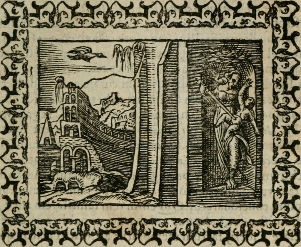 An illustration from Omnia Andreae Alciati v. c. emblemata : cum commentariis, quibus emblematum omnium aperta origine, mens authoris explicatur, & obscura omnia dubiaque illustrantur, 1583, leaf 224