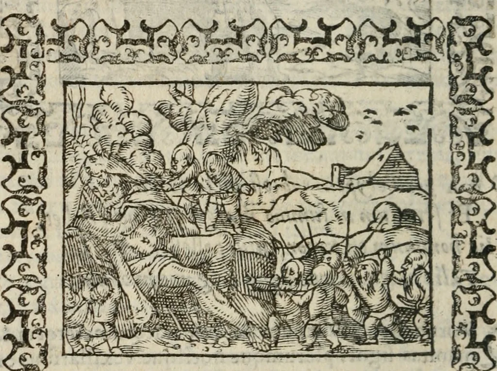 An illustration from Omnia Andreae Alciati v. c. emblemata : cum commentariis, quibus emblematum omnium aperta origine, mens authoris explicatur, & obscura omnia dubiaque illustrantur, 1583, leaf 233