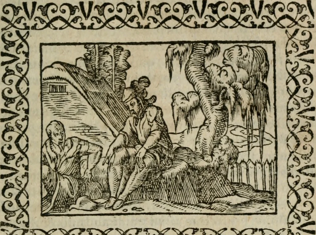 An illustration from Omnia Andreae Alciati v. c. emblemata : cum commentariis, quibus emblematum omnium aperta origine, mens authoris explicatur, & obscura omnia dubiaque illustrantur, 1583, leaf 298