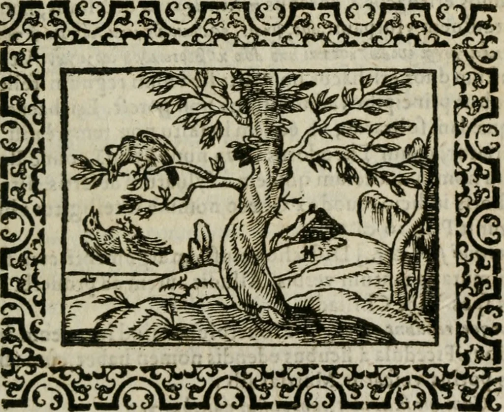 An illustration from Omnia Andreae Alciati v. c. emblemata : cum commentariis, quibus emblematum omnium aperta origine, mens authoris explicatur, & obscura omnia dubiaque illustrantur, 1583, leaf 328