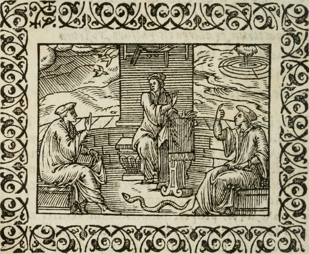 An illustration from Omnia Andreae Alciati v. c. emblemata : cum commentariis, quibus emblematum omnium aperta origine, mens authoris explicatur, & obscura omnia dubiaque illustrantur, 1583, leaf 333