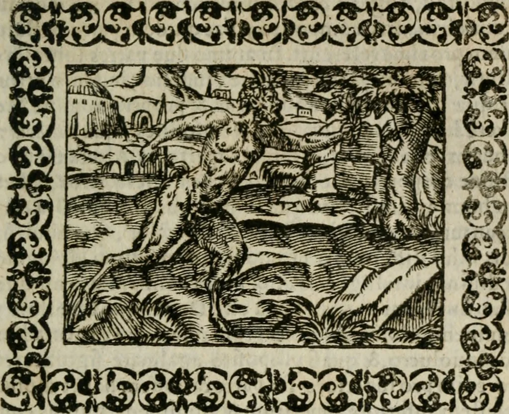 An illustration from Omnia Andreae Alciati v. c. emblemata : cum commentariis, quibus emblematum omnium aperta origine, mens authoris explicatur, & obscura omnia dubiaque illustrantur, 1583, leaf 336