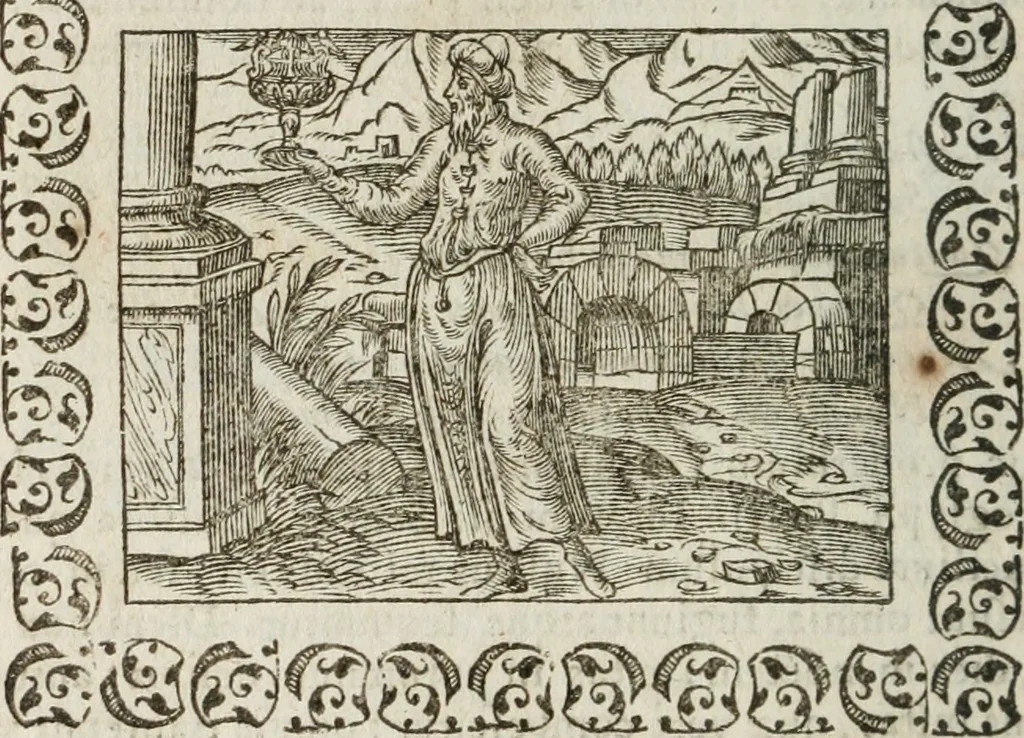 An illustration from Omnia Andreae Alciati v. c. emblemata : cum commentariis, quibus emblematum omnium aperta origine, mens authoris explicatur, & obscura omnia dubiaque illustrantur, 1583, leaf 347