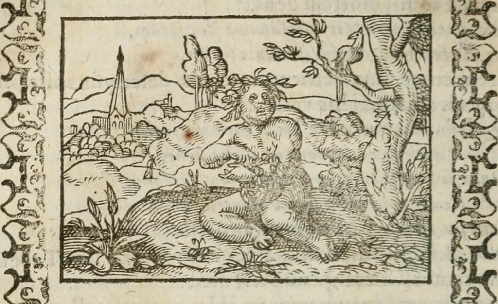 An illustration from Omnia Andreae Alciati v. c. emblemata : cum commentariis, quibus emblematum omnium aperta origine, mens authoris explicatur, & obscura omnia dubiaque illustrantur, 1583, leaf 373