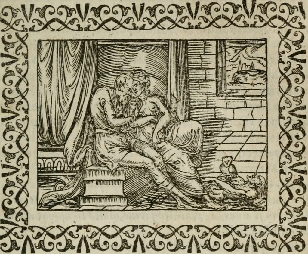 An illustration from Omnia Andreae Alciati v. c. emblemata : cum commentariis, quibus emblematum omnium aperta origine, mens authoris explicatur, & obscura omnia dubiaque illustrantur, 1583, leaf 406