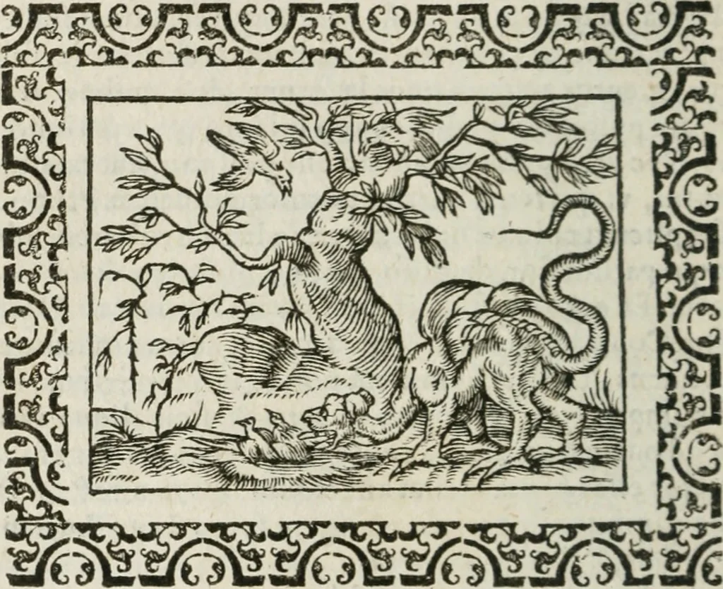 An illustration from Omnia Andreae Alciati v. c. emblemata : cum commentariis, quibus emblematum omnium aperta origine, mens authoris explicatur, & obscura omnia dubiaque illustrantur, 1583, leaf 457