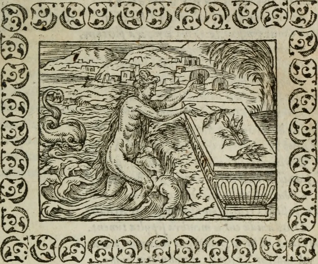 An illustration from Omnia Andreae Alciati v. c. emblemata : cum commentariis, quibus emblematum omnium aperta origine, mens authoris explicatur, & obscura omnia dubiaque illustrantur, 1583, leaf 468