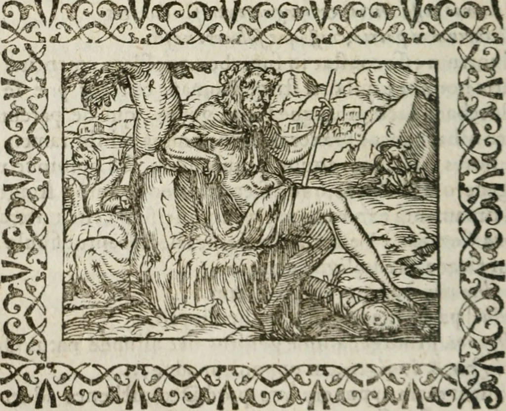 An illustration from Omnia Andreae Alciati v. c. emblemata : cum commentariis, quibus emblematum omnium aperta origine, mens authoris explicatur, & obscura omnia dubiaque illustrantur, 1583, leaf 475