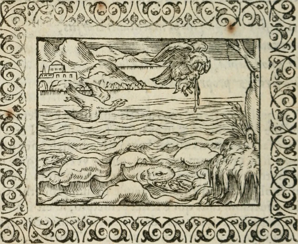 An illustration from Omnia Andreae Alciati v. c. emblemata : cum commentariis, quibus emblematum omnium aperta origine, mens authoris explicatur, & obscura omnia dubiaque illustrantur, 1583, leaf 489