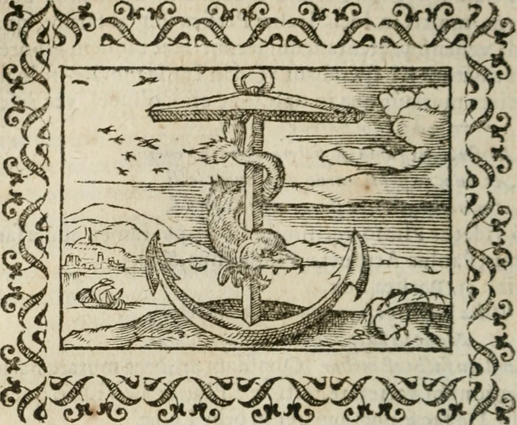 An illustration from Omnia Andreae Alciati v. c. emblemata : cum commentariis, quibus emblematum omnium aperta origine, mens authoris explicatur, & obscura omnia dubiaque illustrantur, 1583, leaf 495