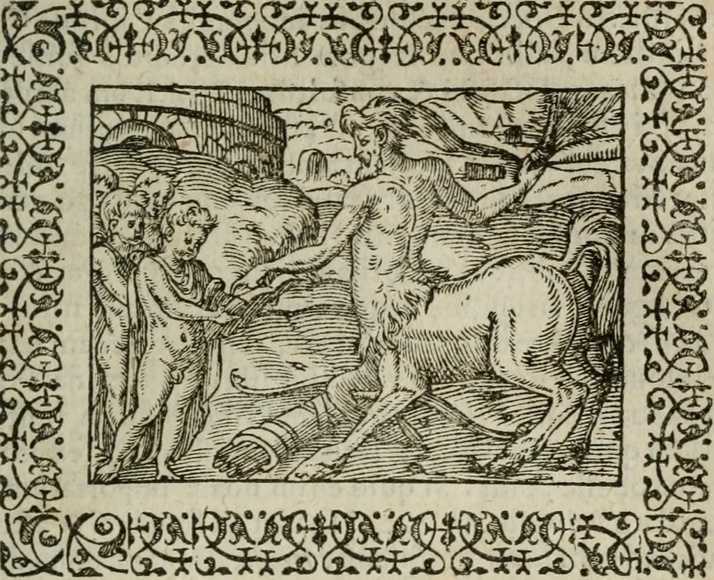 An illustration from Omnia Andreae Alciati v. c. emblemata : cum commentariis, quibus emblematum omnium aperta origine, mens authoris explicatur, & obscura omnia dubiaque illustrantur, 1583, leaf 502