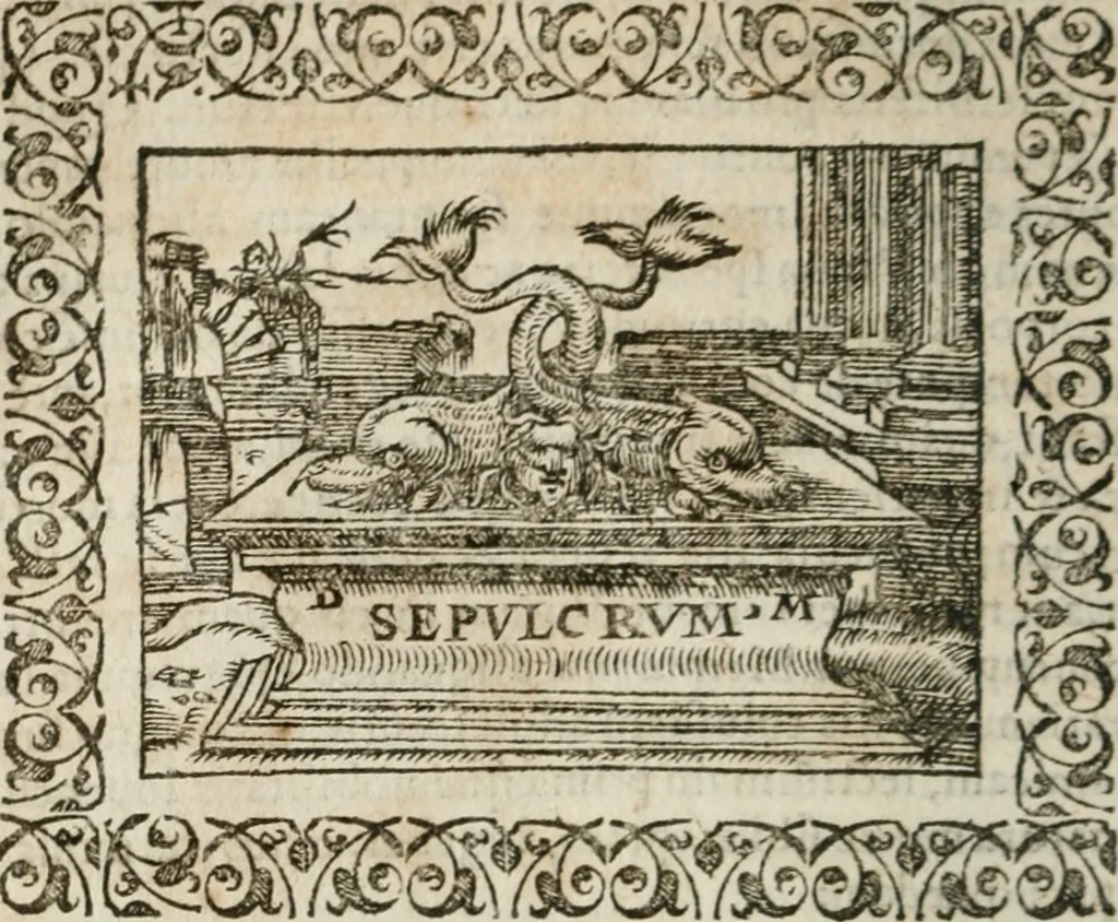 An illustration from Omnia Andreae Alciati v. c. emblemata : cum commentariis, quibus emblematum omnium aperta origine, mens authoris explicatur, & obscura omnia dubiaque illustrantur, 1583, leaf 527