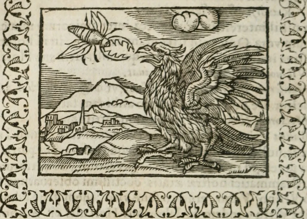 An illustration from Omnia Andreae Alciati v. c. emblemata : cum commentariis, quibus emblematum omnium aperta origine, mens authoris explicatur, & obscura omnia dubiaque illustrantur, 1583, leaf 557