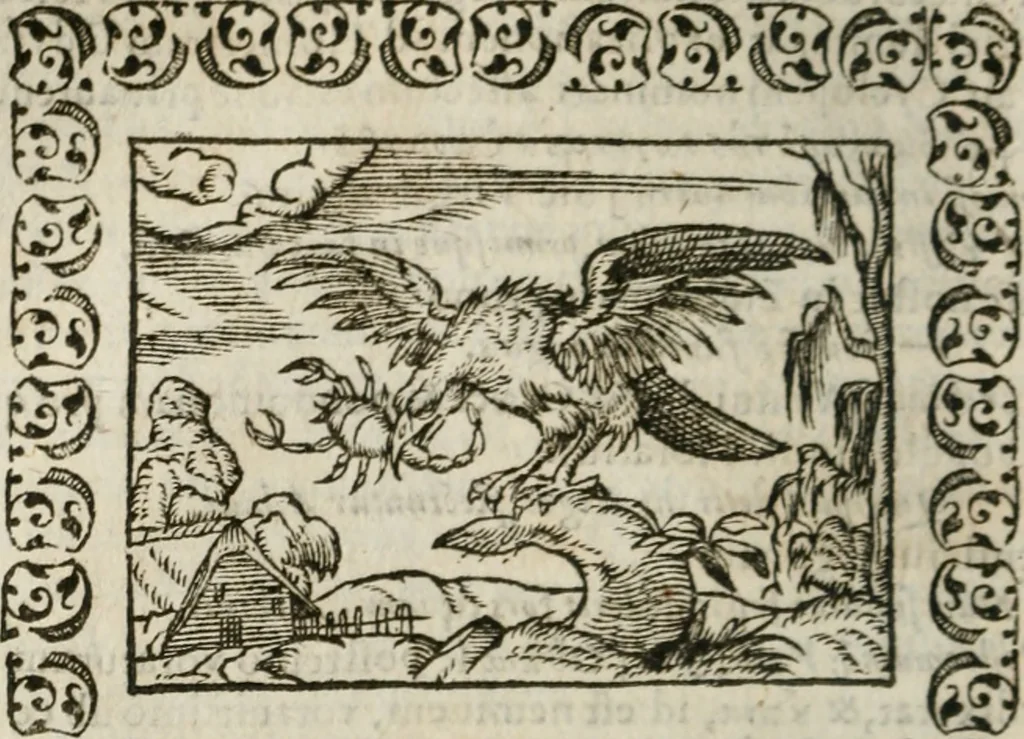 An illustration from Omnia Andreae Alciati v. c. emblemata : cum commentariis, quibus emblematum omnium aperta origine, mens authoris explicatur, & obscura omnia dubiaque illustrantur, 1583, leaf 567
