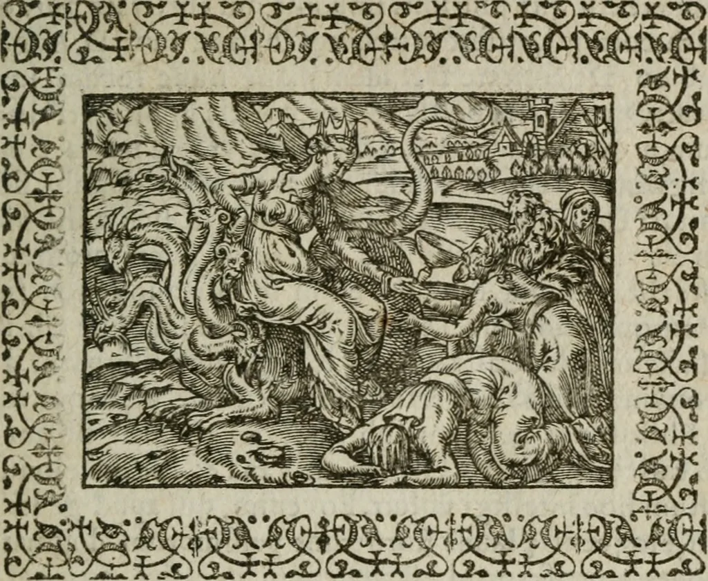 An illustration from Omnia Andreae Alciati v. c. emblemata : cum commentariis, quibus emblematum omnium aperta origine, mens authoris explicatur, & obscura omnia dubiaque illustrantur, 1583, leaf 64