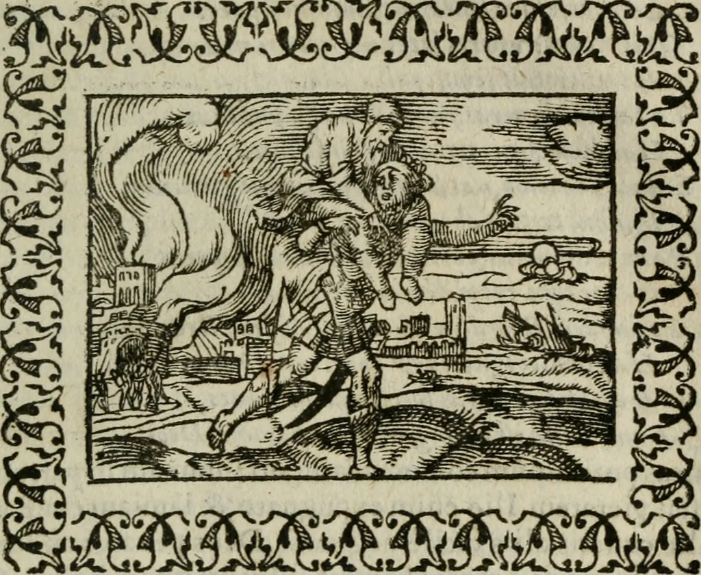An illustration from Omnia Andreae Alciati v. c. emblemata : cum commentariis, quibus emblematum omnium aperta origine, mens authoris explicatur, & obscura omnia dubiaque illustrantur, 1583, leaf 640