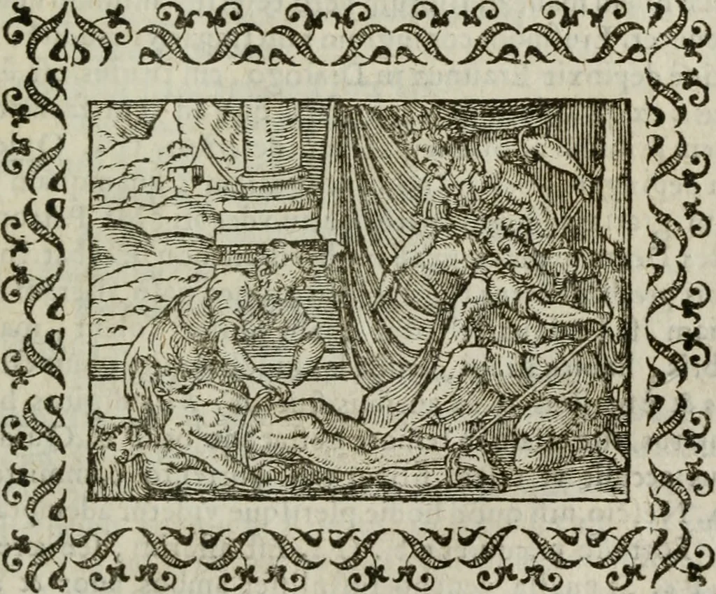 An illustration from Omnia Andreae Alciati v. c. emblemata : cum commentariis, quibus emblematum omnium aperta origine, mens authoris explicatur, & obscura omnia dubiaque illustrantur, 1583, leaf 648