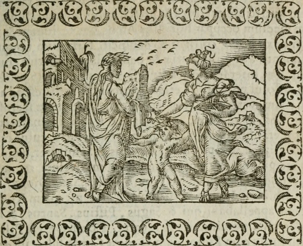 An illustration from Omnia Andreae Alciati v. c. emblemata : cum commentariis, quibus emblematum omnium aperta origine, mens authoris explicatur, & obscura omnia dubiaque illustrantur, 1583, leaf 74