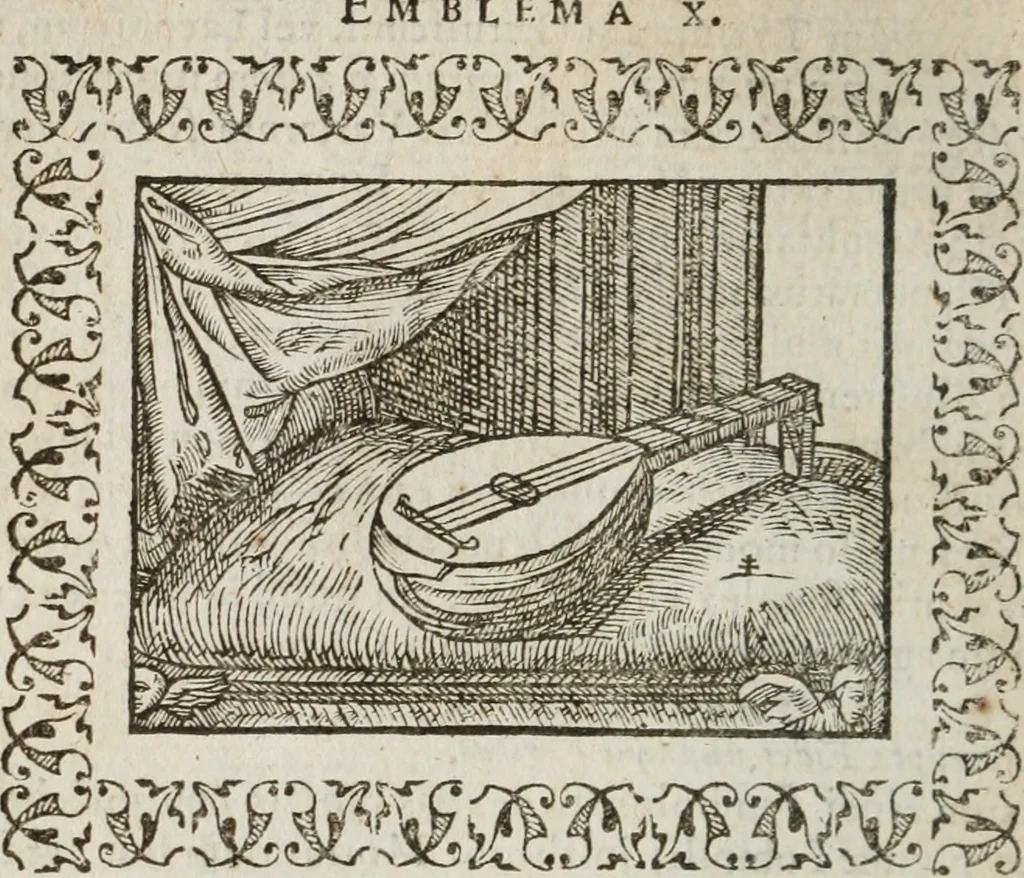 An illustration from Omnia Andreae Alciati v. c. emblemata : cum commentariis, quibus emblematum omnium aperta origine, mens authoris explicatur, & obscura omnia dubiaque illustrantur, 1583, leaf 77