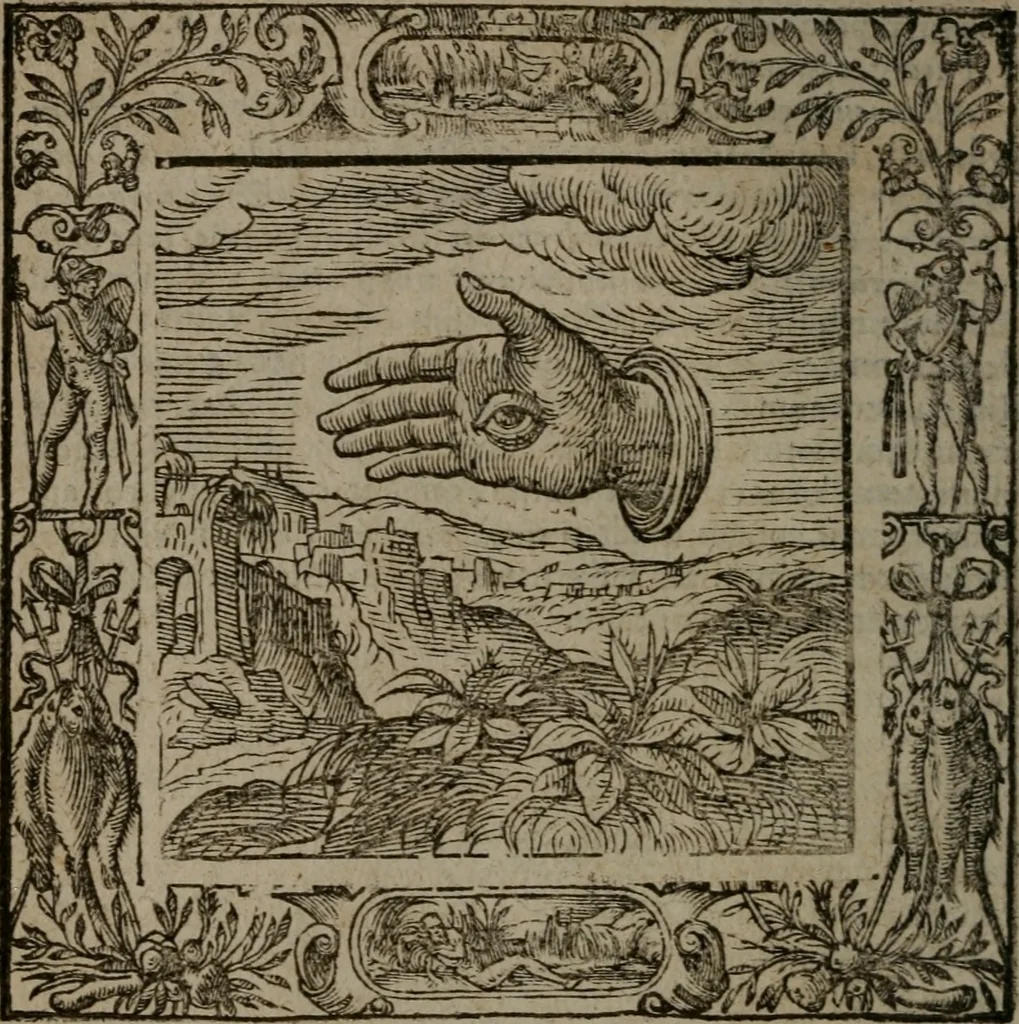 An illustration from Omnia Andreae Alciati v.c. emblemata : cum commentariis, quibus emblematum omnium aperta origine, mens auctoris explicatur, & obscura omnia dubiaque illustrantur, 1581, leaf 113