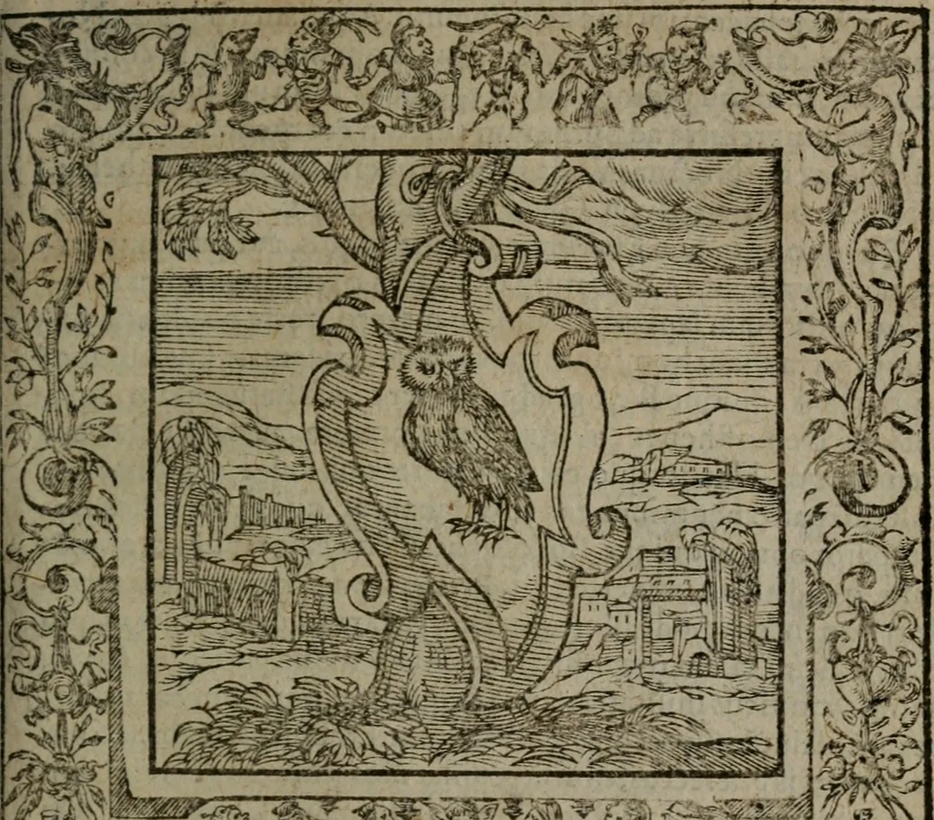 An illustration from Omnia Andreae Alciati v.c. emblemata : cum commentariis, quibus emblematum omnium aperta origine, mens auctoris explicatur, & obscura omnia dubiaque illustrantur, 1581, leaf 126