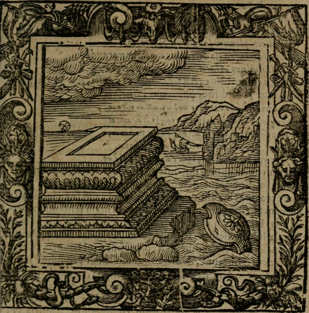An illustration from Omnia Andreae Alciati v.c. emblemata : cum commentariis, quibus emblematum omnium aperta origine, mens auctoris explicatur, & obscura omnia dubiaque illustrantur, 1581, leaf 164