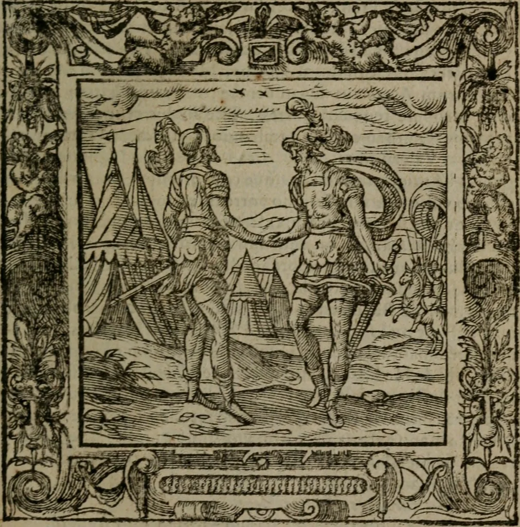 An illustration from Omnia Andreae Alciati v.c. emblemata : cum commentariis, quibus emblematum omnium aperta origine, mens auctoris explicatur, & obscura omnia dubiaque illustrantur, 1581, leaf 206
