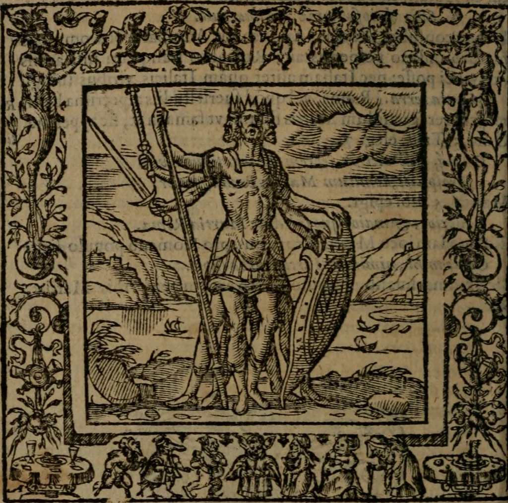 An illustration from Omnia Andreae Alciati v.c. emblemata : cum commentariis, quibus emblematum omnium aperta origine, mens auctoris explicatur, & obscura omnia dubiaque illustrantur, 1581, leaf 209