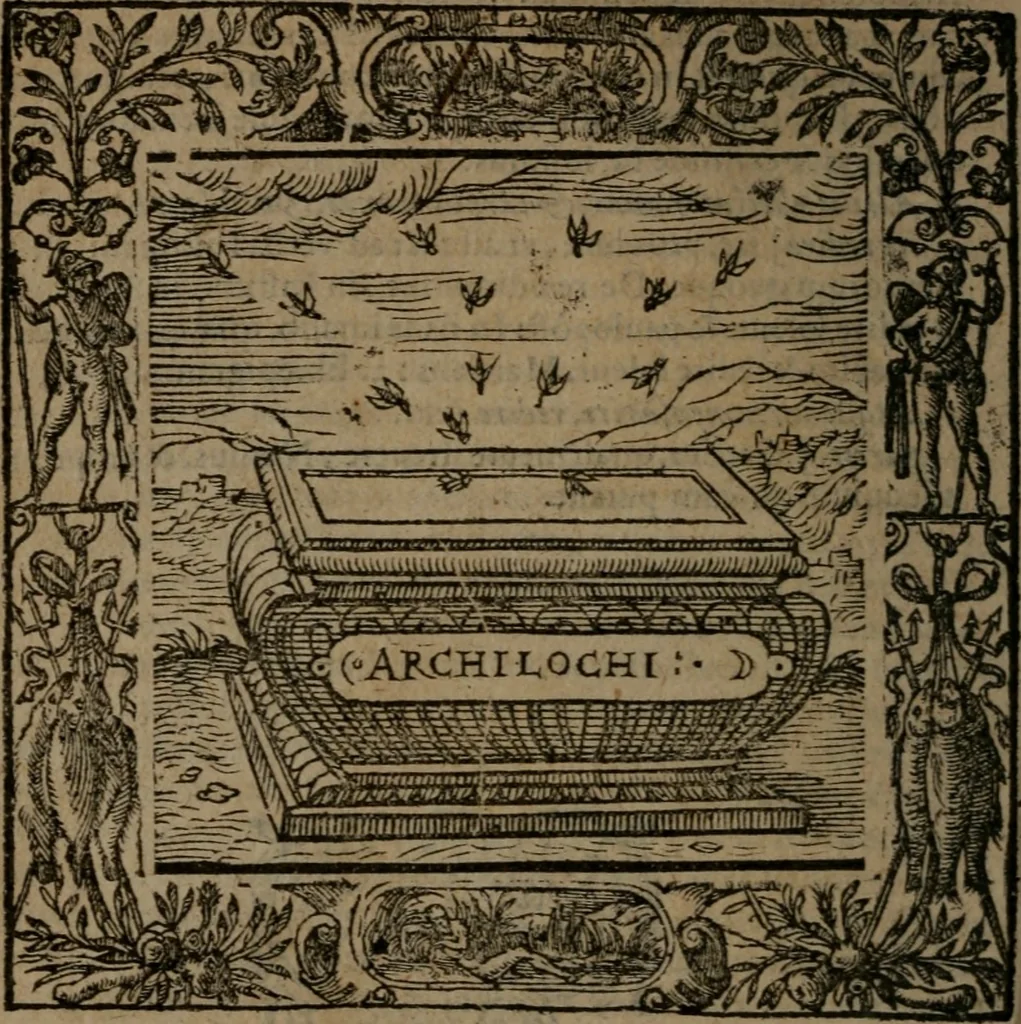 An illustration from Omnia Andreae Alciati v.c. emblemata : cum commentariis, quibus emblematum omnium aperta origine, mens auctoris explicatur, & obscura omnia dubiaque illustrantur, 1581, leaf 243