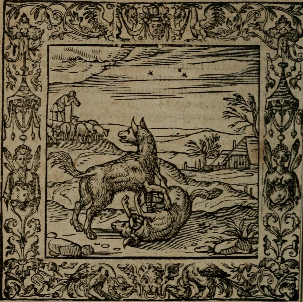 An illustration from Omnia Andreae Alciati v.c. emblemata : cum commentariis, quibus emblematum omnium aperta origine, mens auctoris explicatur, & obscura omnia dubiaque illustrantur, 1581, leaf 283