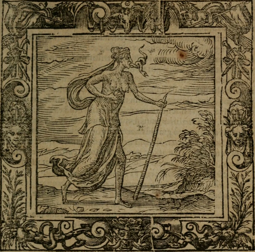 An illustration from Omnia Andreae Alciati v.c. emblemata : cum commentariis, quibus emblematum omnium aperta origine, mens auctoris explicatur, & obscura omnia dubiaque illustrantur, 1581, leaf 302