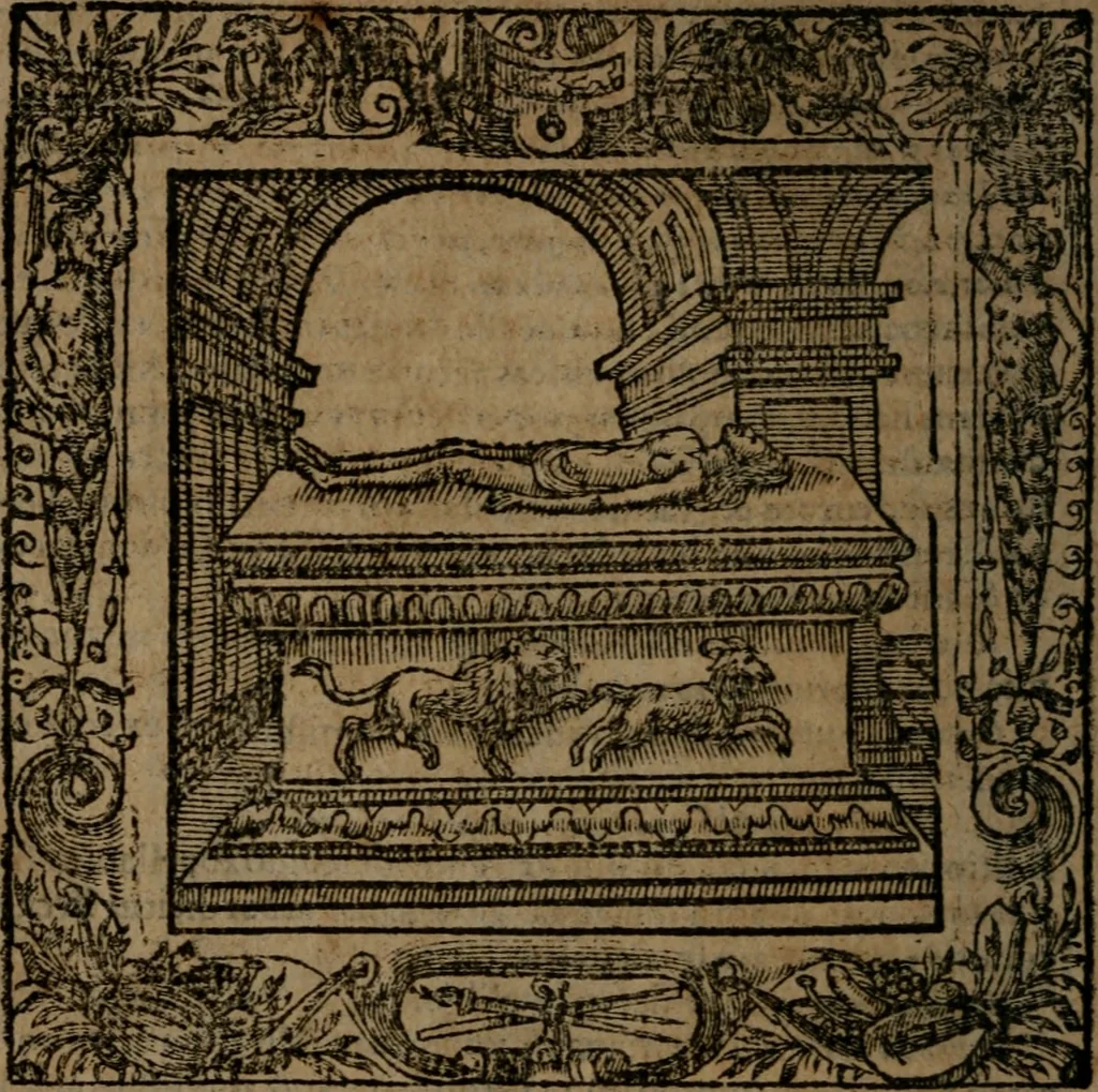 An illustration from Omnia Andreae Alciati v.c. emblemata : cum commentariis, quibus emblematum omnium aperta origine, mens auctoris explicatur, & obscura omnia dubiaque illustrantur, 1581, leaf 309