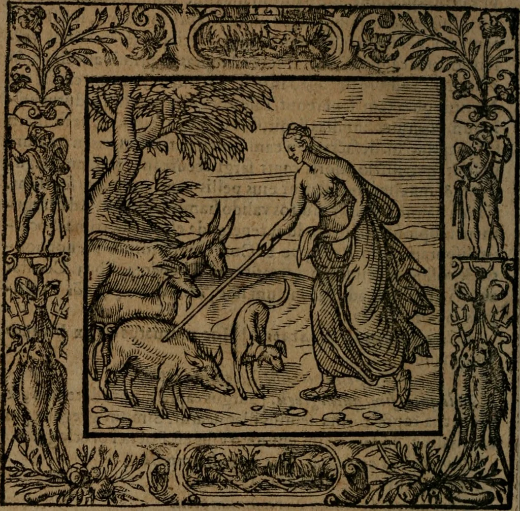 An illustration from Omnia Andreae Alciati v.c. emblemata : cum commentariis, quibus emblematum omnium aperta origine, mens auctoris explicatur, & obscura omnia dubiaque illustrantur, 1581, leaf 315