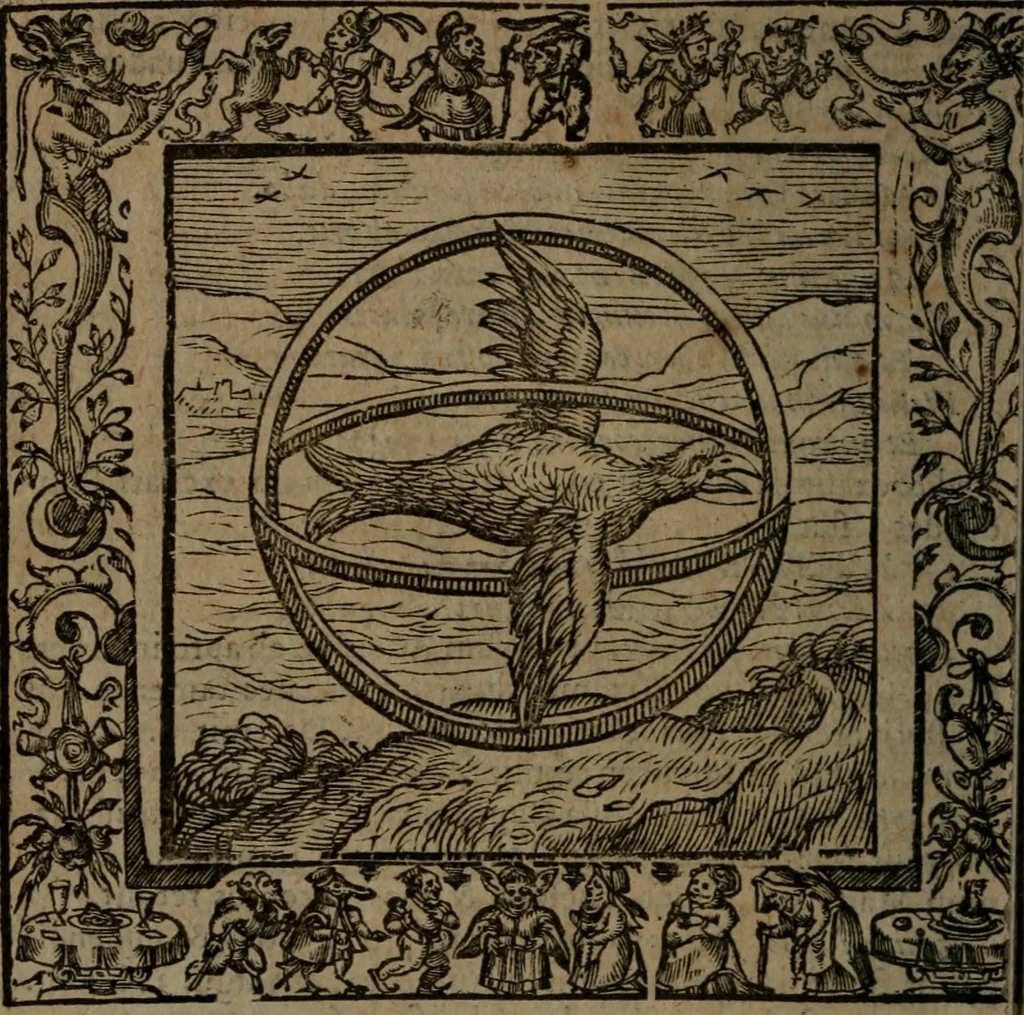 An illustration from Omnia Andreae Alciati v.c. emblemata : cum commentariis, quibus emblematum omnium aperta origine, mens auctoris explicatur, & obscura omnia dubiaque illustrantur, 1581, leaf 321