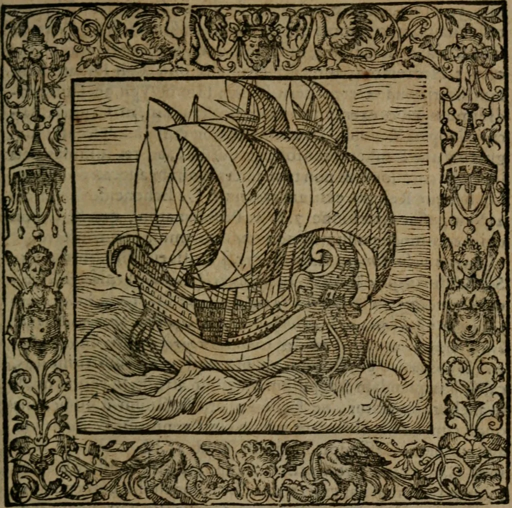 An illustration from Omnia Andreae Alciati v.c. emblemata : cum commentariis, quibus emblematum omnium aperta origine, mens auctoris explicatur, & obscura omnia dubiaque illustrantur, 1581, leaf 334