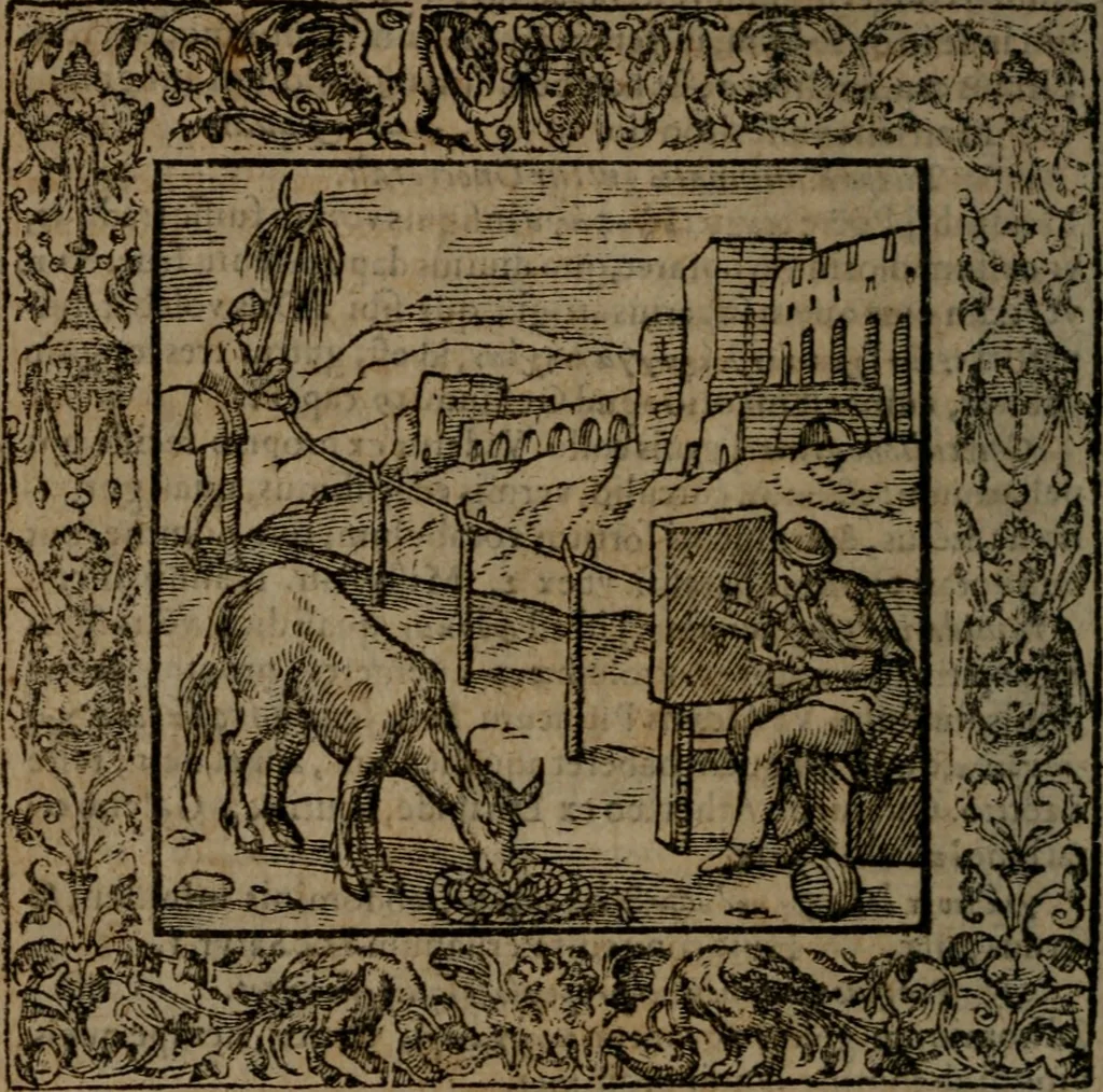An illustration from Omnia Andreae Alciati v.c. emblemata : cum commentariis, quibus emblematum omnium aperta origine, mens auctoris explicatur, & obscura omnia dubiaque illustrantur, 1581, leaf 359