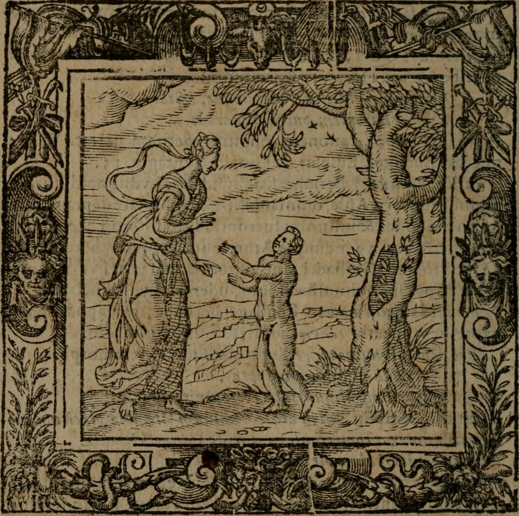 An illustration from Omnia Andreae Alciati v.c. emblemata : cum commentariis, quibus emblematum omnium aperta origine, mens auctoris explicatur, & obscura omnia dubiaque illustrantur, 1581, leaf 425