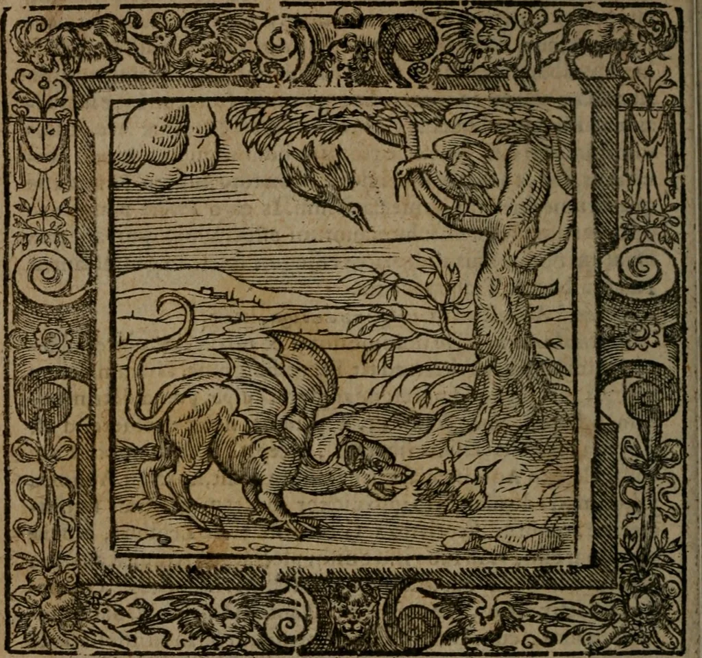 An illustration from Omnia Andreae Alciati v.c. emblemata : cum commentariis, quibus emblematum omnium aperta origine, mens auctoris explicatur, & obscura omnia dubiaque illustrantur, 1581, leaf 503