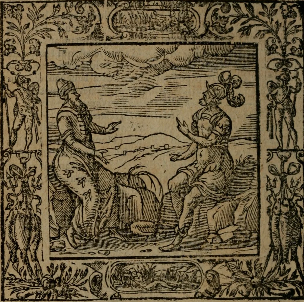 An illustration from Omnia Andreae Alciati v.c. emblemata : cum commentariis, quibus emblematum omnium aperta origine, mens auctoris explicatur, & obscura omnia dubiaque illustrantur, 1581, leaf 517