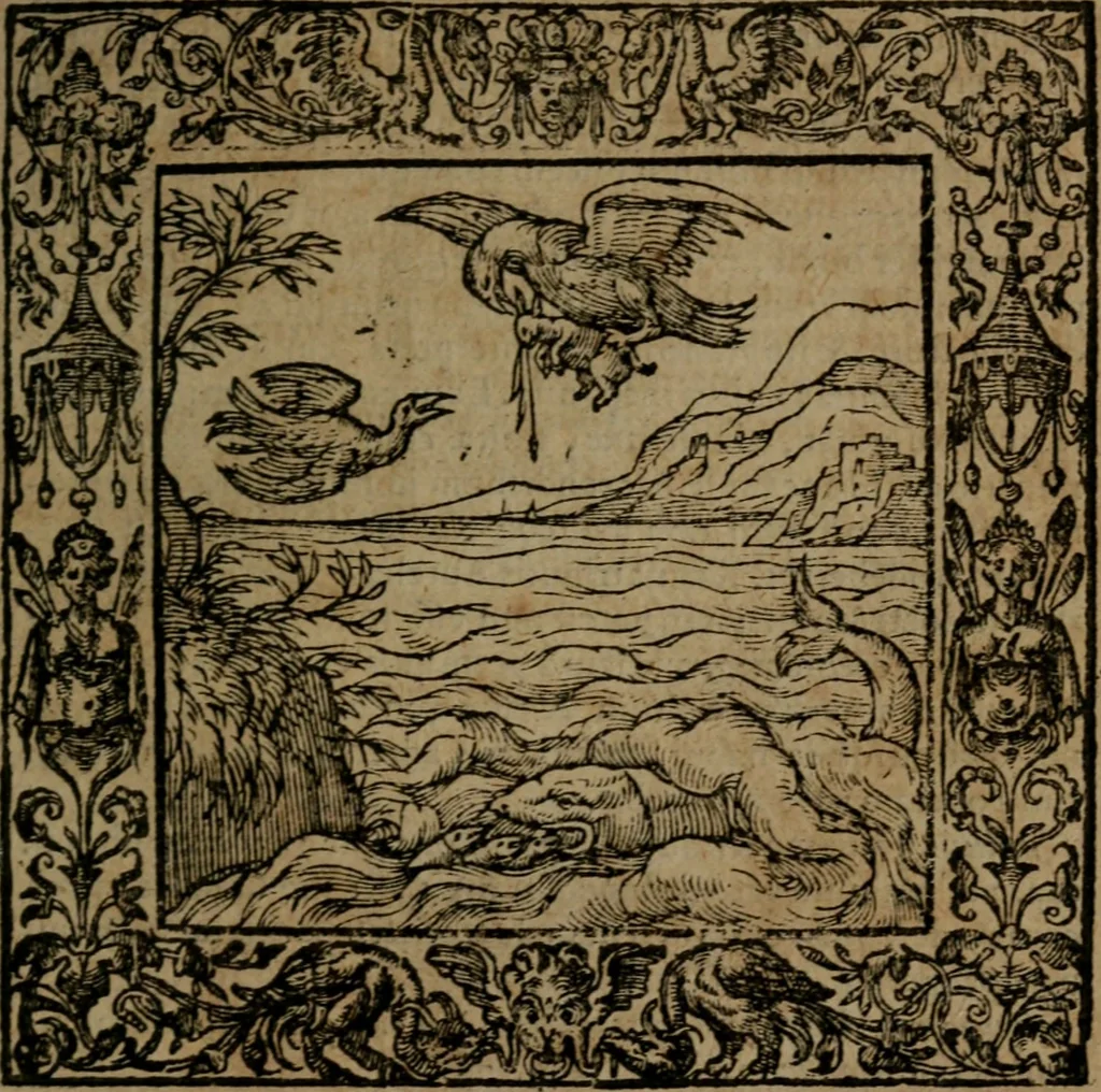 An illustration from Omnia Andreae Alciati v.c. emblemata : cum commentariis, quibus emblematum omnium aperta origine, mens auctoris explicatur, & obscura omnia dubiaque illustrantur, 1581, leaf 538